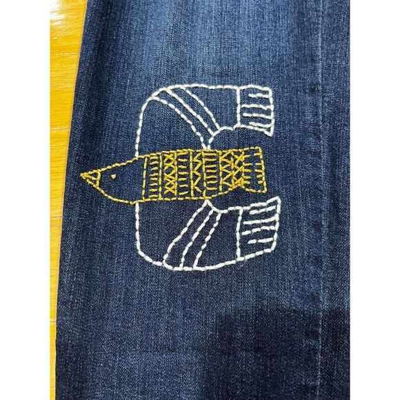 1822 Adriana Jeans Womens 12 Skinny Blue High Rise Bird Western Aztec Boho Y2K - Picture 3 of 11